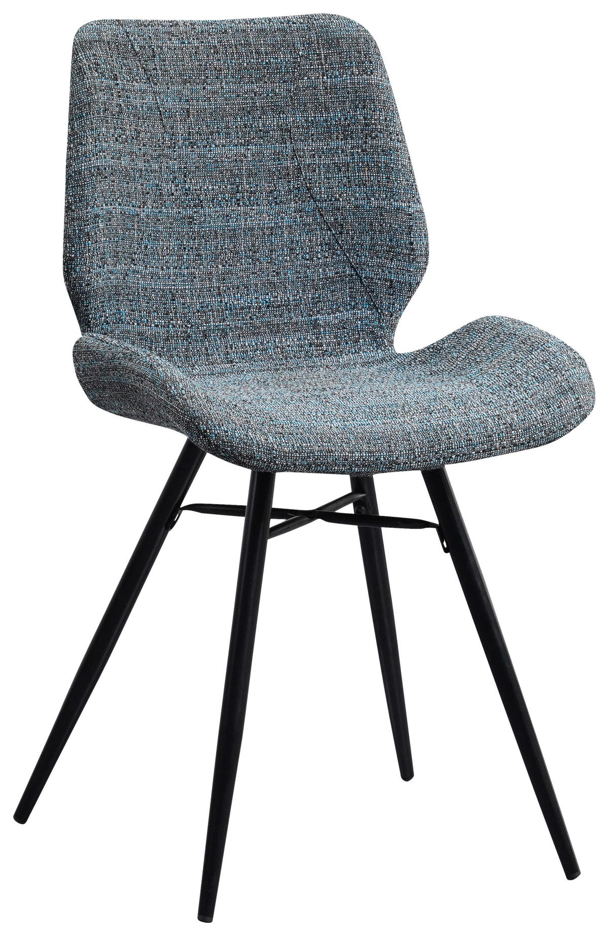 STUHL-SET 4 Stück  in Chenille Textil  - Blau/Schwarz, Design, Textil (47/82/55cm) - MID.YOU