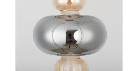 LED-HÄNGELEUCHTE Musica 13/180 cm  - Bernsteinfarben/Grau, LIFESTYLE, Glas/Metall (13/180cm) - Novel