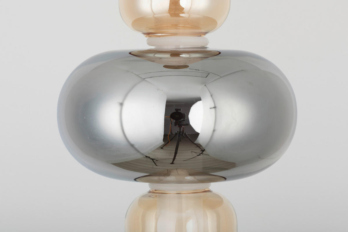 LED-HÄNGELEUCHTE Musica 13/180 cm  - Bernsteinfarben/Grau, LIFESTYLE, Glas/Metall (13/180cm) - Novel