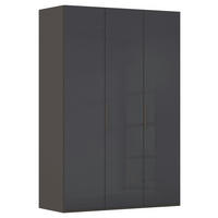DREHTÜRENSCHRANK 151/235/60 cm,  in Graphitfarben, 3-türig  - Graphitfarben, Basics, Glas/Holzwerkstoff (151/235/60cm) - Novel