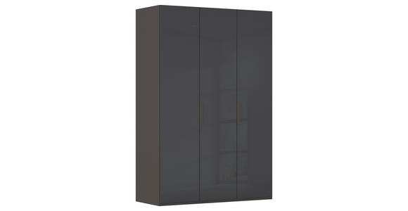 DREHTÜRENSCHRANK 151/235/60 cm,  in Graphitfarben, 3-türig  - Graphitfarben, Basics, Glas/Holzwerkstoff (151/235/60cm) - Novel