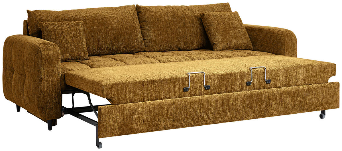SCHLAFSOFA in Textil Senfgelb  - Senfgelb/Schwarz, Design, Holz/Textil (236/88/101cm) - Stylife