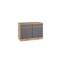 KÜCHENUNTERSCHRANK 120/86/60 cm  Grau, Eiche Wotan  - Eiche Wotan/Grau, Design, Holzwerkstoff (120/86/60cm) - Held