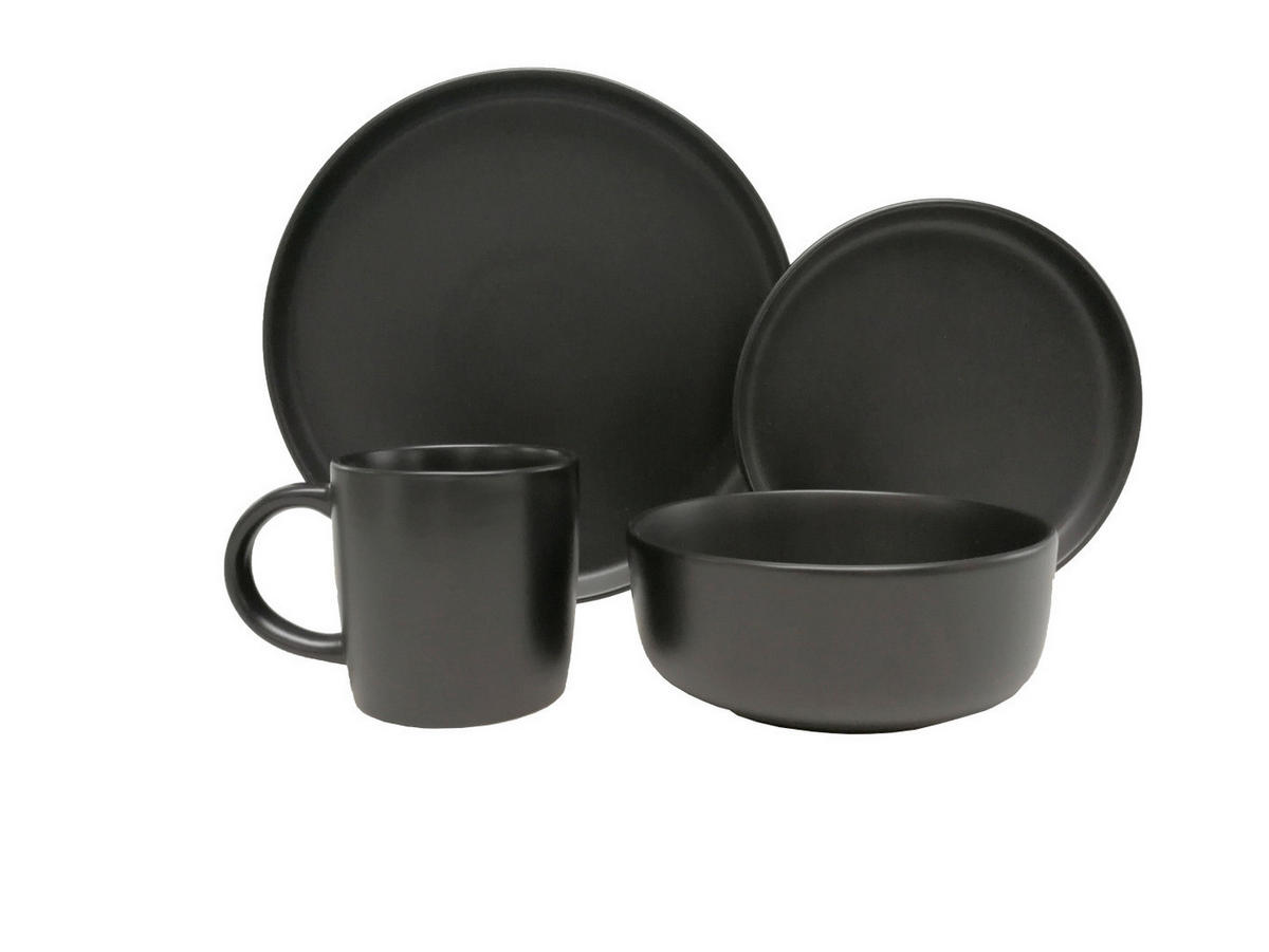 KOMBISERVICE Salerno 16-teilig  - Schwarz, Trend, Keramik - Novel