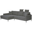ECKSOFA Grau Cord Zierkissen, Rückenkissen, Rücken echt  - Schwarz/Grau, KONVENTIONELL, Textil/Metall (173/276cm) - Carryhome