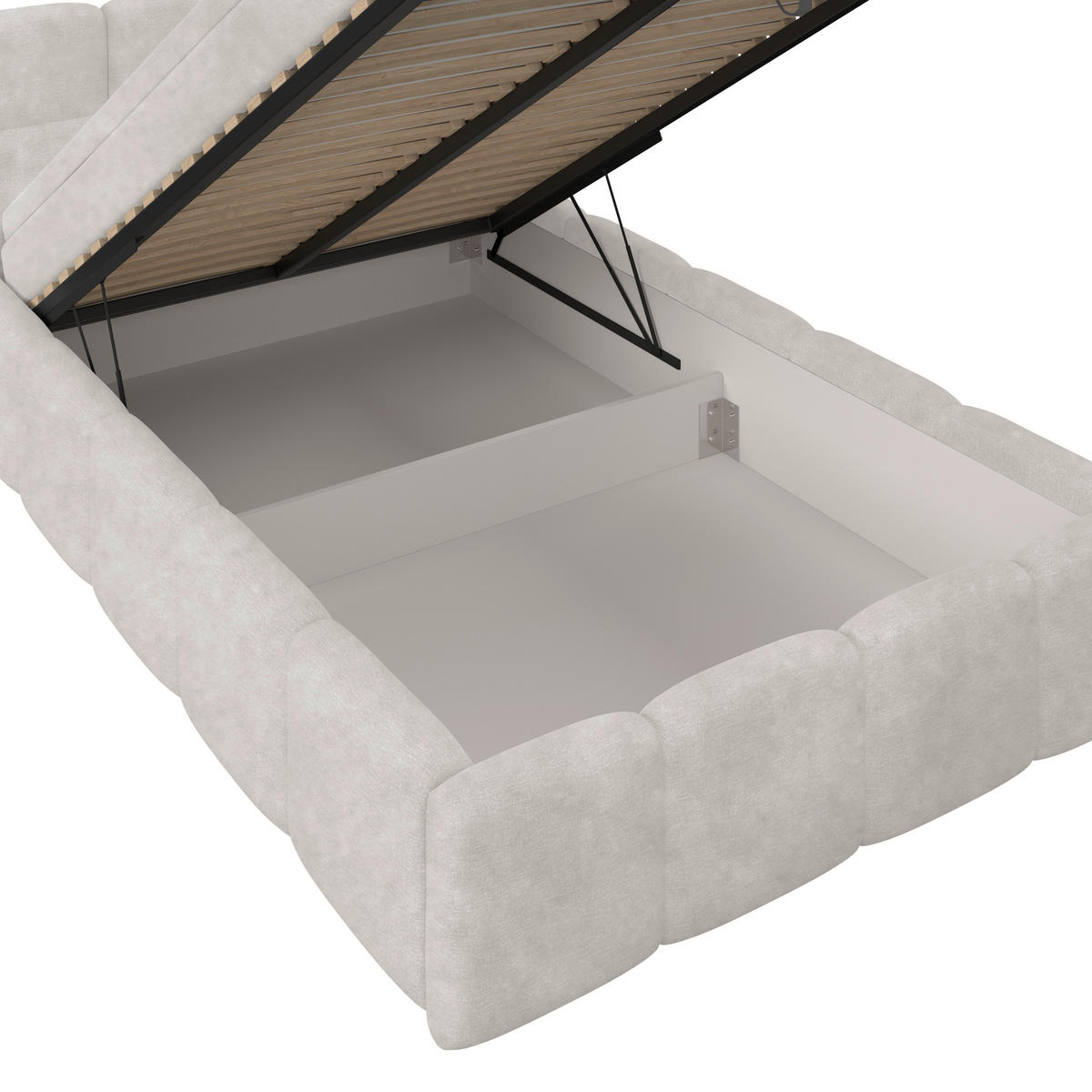 POLSTERBETT 140/200 cm,  in Creme, Matratze, Bettkasten, H3 = fest  - Creme/Schwarz, Trend, Kunststoff/Textil (140/200cm)