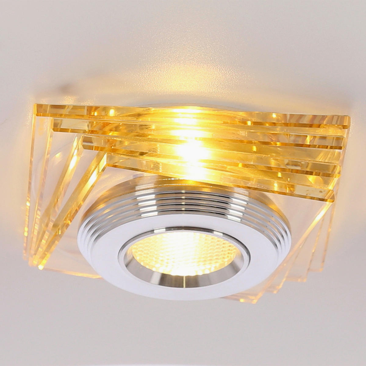 LED-DECKENSTRAHLER ss-32 9,2/9,2/6,7 cm  - Bernsteinfarben, Design, Glas (9,2/9,2/6,7cm)