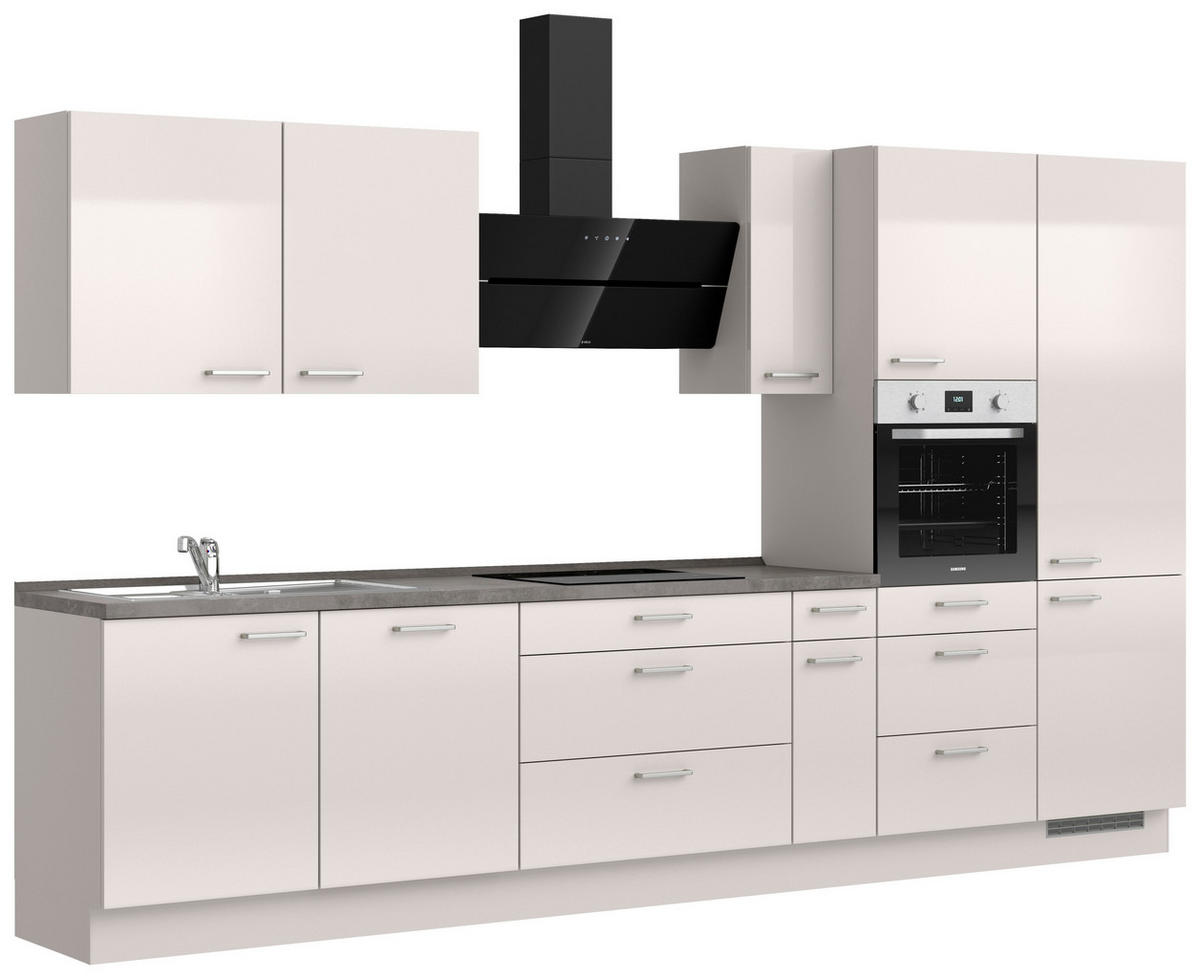 KÜCHENBLOCK Flash 360 cm  in Schieferfarben, Hellgrau  - Schieferfarben/Edelstahlfarben, MODERN, Holzwerkstoff/Metall (360cm) - Nobilia