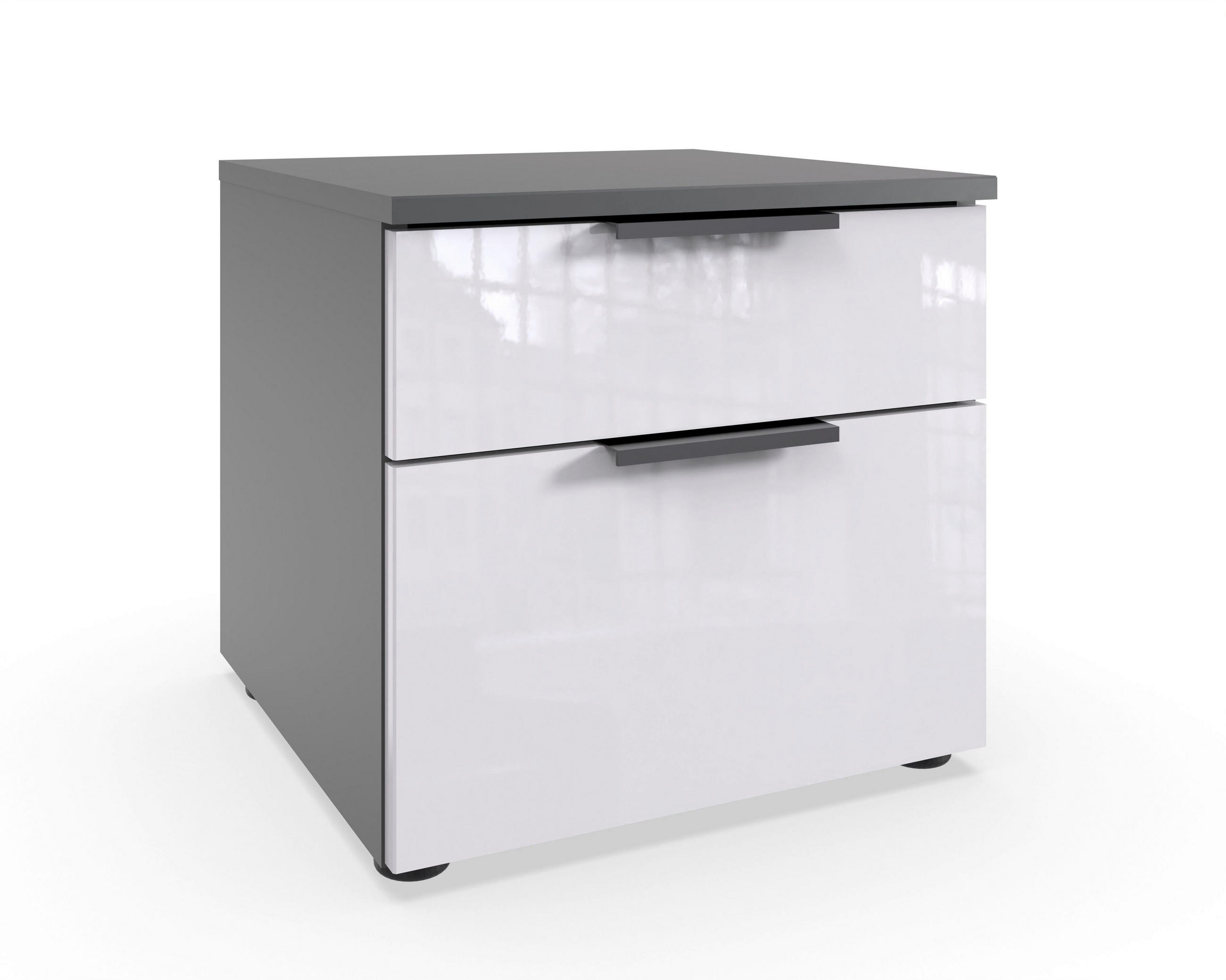 NACHTKÄSTCHEN 41/39/41 cm  in Graphitfarben, Weiß  - Schwarz/Graphitfarben, Design, Holzwerkstoff/Kunststoff (41/39/41cm) - Hom`in