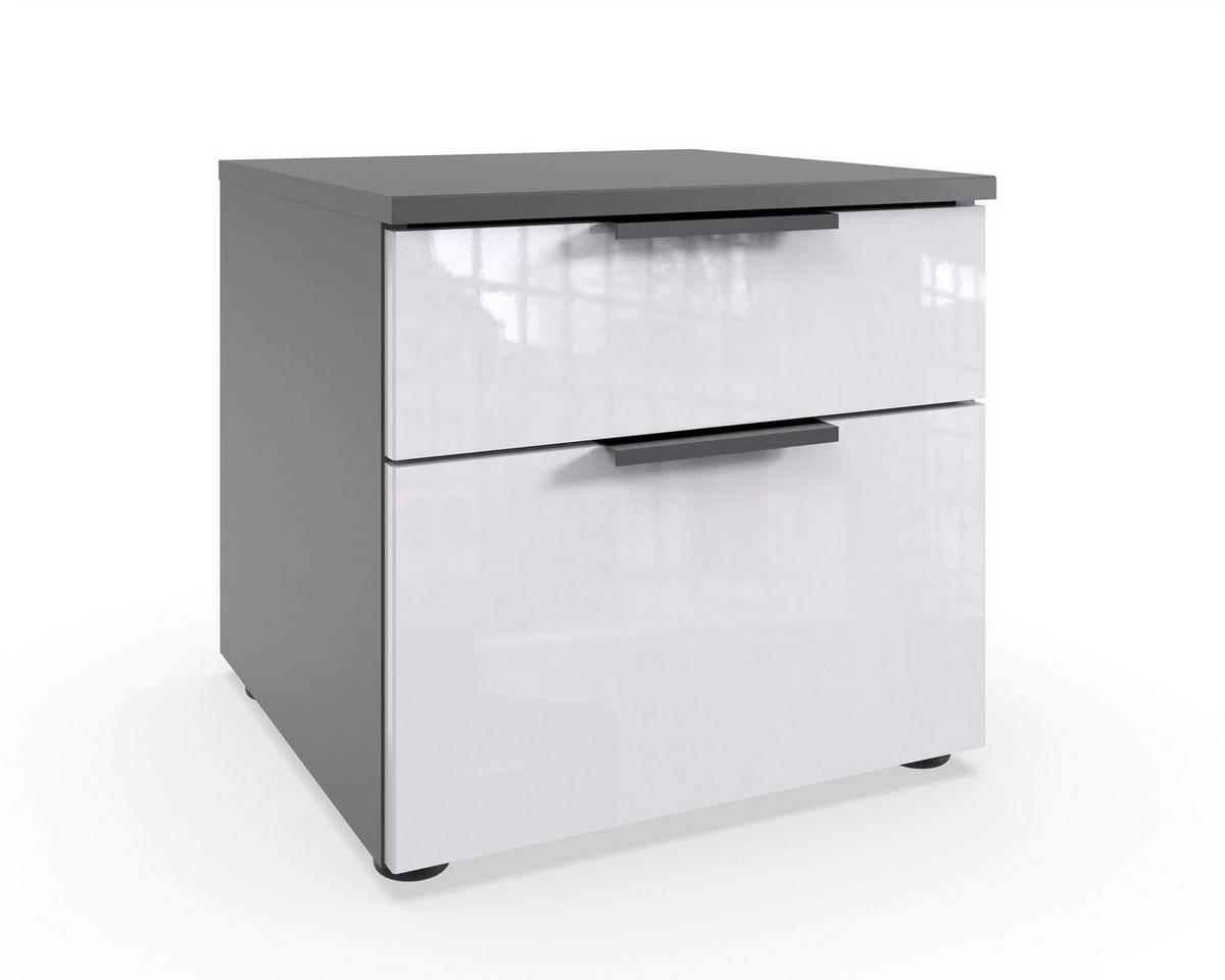 NACHTKÄSTCHEN 41/39/41 cm  in Graphitfarben, Weiß  - Schwarz/Graphitfarben, Design, Holzwerkstoff/Kunststoff (41/39/41cm) - Hom`in