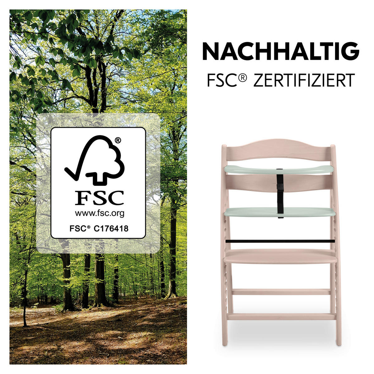 HOCHSTUHL Arketa Beech  - Weiß/Mintgrün, Basics, Holz (48/79/54cm) - Hauck