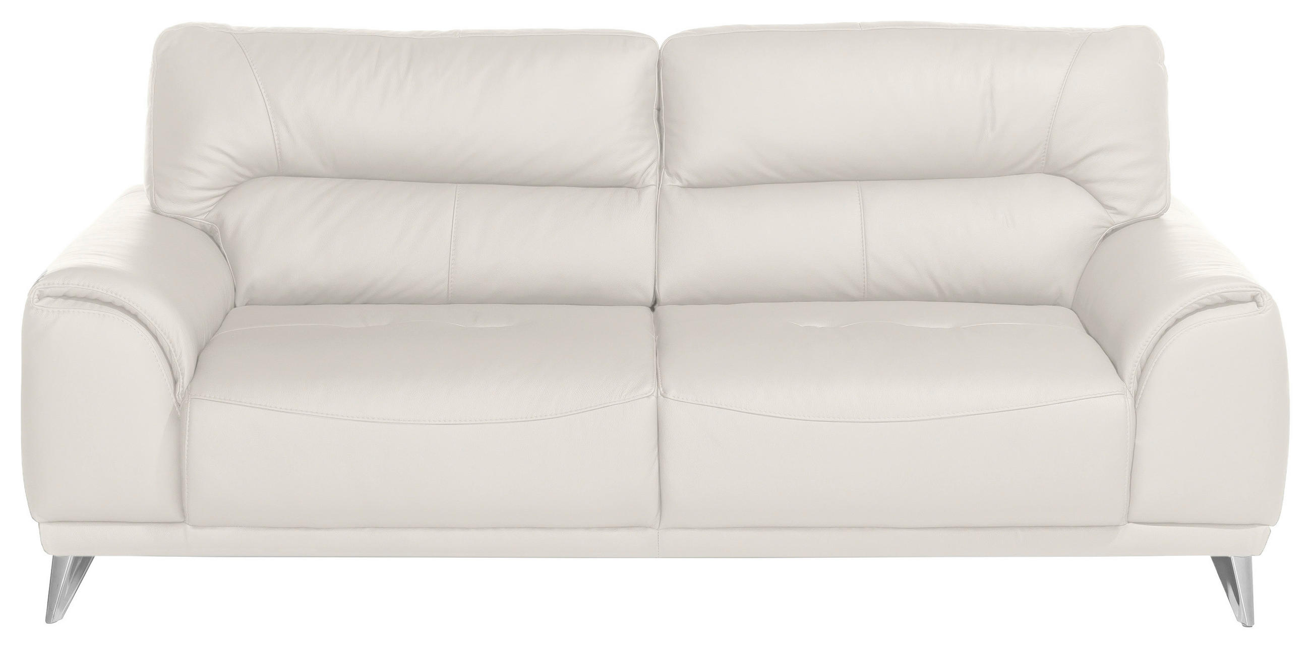 3-SITZER-SOFA Lederlook Weiß  - Chromfarben/Weiß, MODERN, Textil/Metall (210/92/96cm) - MID.YOU