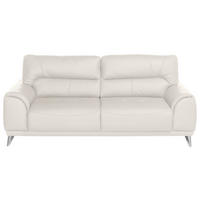 3-SITZER-SOFA  in Lederlook Weiß  - Chromfarben/Weiß, MODERN, Textil/Metall (210/92/96cm) - MID.YOU
