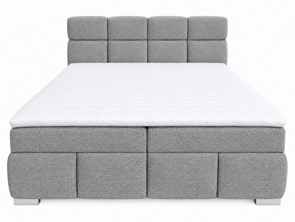 BOXBETT 140/200 cm,  in Grau, Bettkasten, Topper,  - Chromfarben/Grau, MODERN, Holz/Kunststoff (140/200cm) - MID.YOU