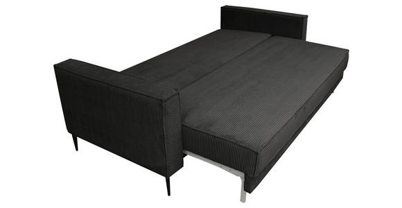 SCHLAFSOFA Cord Graphitfarben - Schwarz/Graphitfarben, KONVENTIONELL, Textil/Metall (222/93/98cm) - Carryhome
