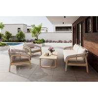 LOUNGE GARNITURA   drvo, metal, tekstil  smeđa, bež    - prirodne boje/bež, Moderno, drvo/metal - Ambia Garden