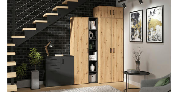 AUFSATZSCHRANK 45/35/40 cm  - Schwarz/Eiche Artisan, MODERN, Holzwerkstoff/Kunststoff (45/35/40cm) - Carryhome