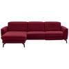 ECKSOFA in Echtleder Rot  - Rot/Schwarz, Natur, Leder/Metall (168/281cm) - Valdera