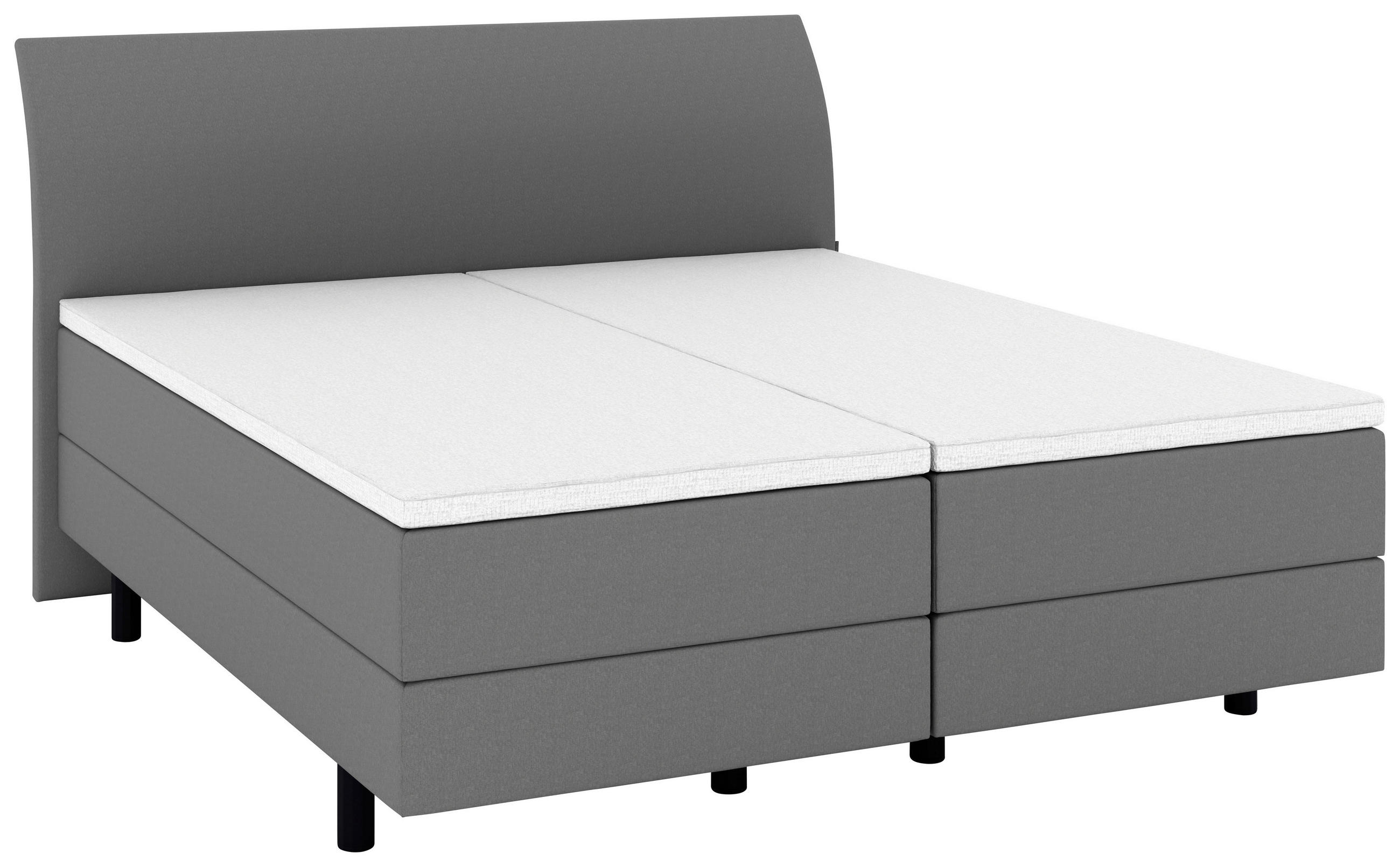 BOXSPRINGBETT 180/200 cm,  in Anthrazit, gepolstertes Kopfteil, Topper, Matratzen, H2 + H4 = mittel + sehr fest  - Anthrazit/Schwarz, KONVENTIONELL, Kunststoff/Textil (180/200cm) - Musterring