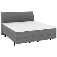 BOXSPRINGBETT 180/200 cm,  in Anthrazit, gepolstertes Kopfteil, Topper, Matratzen, H2 + H2 = mittel  - Anthrazit/Schwarz, KONVENTIONELL, Kunststoff/Textil (180/200cm) - Musterring