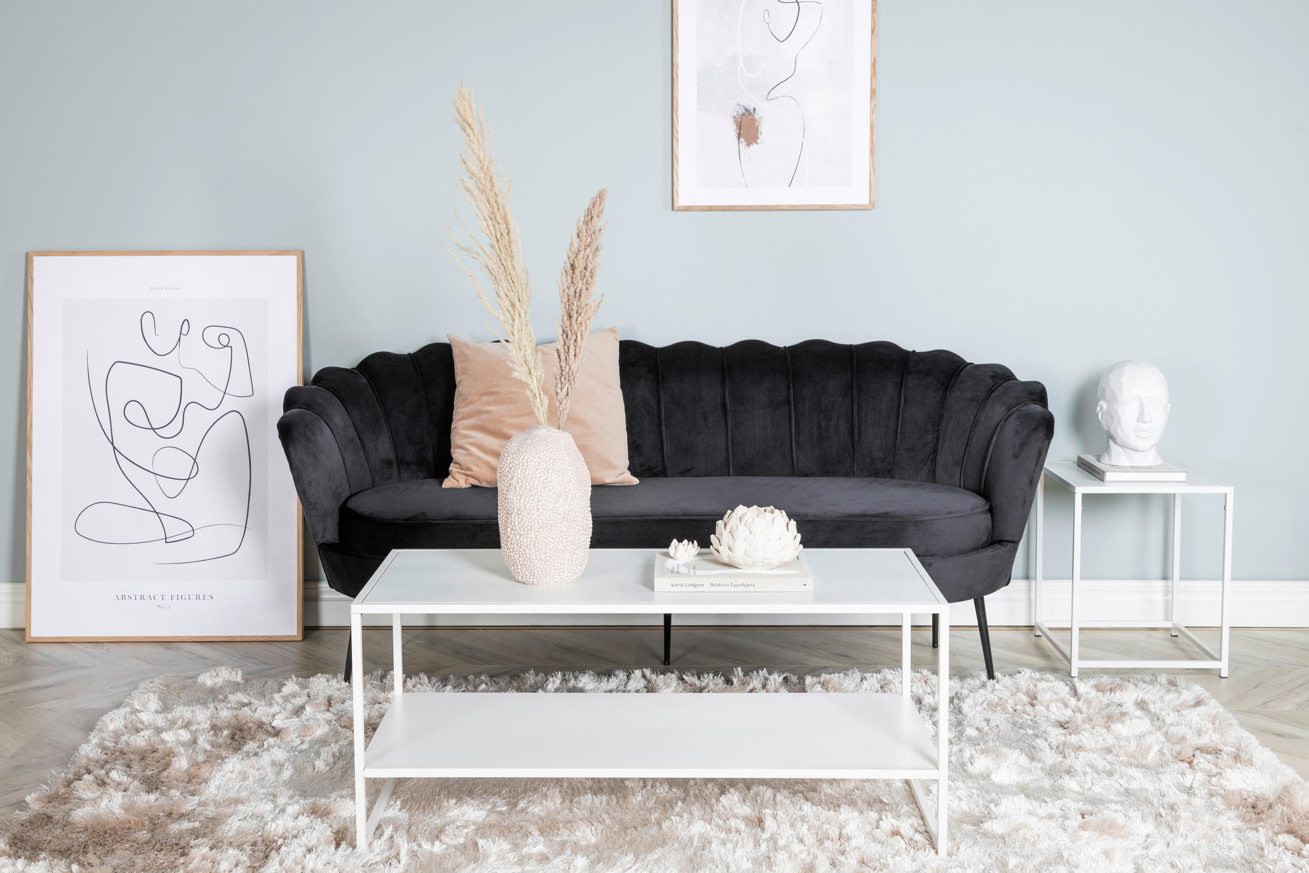2-SITS SOFFA i metall, textil svart  - svart, Design, metall/textil (180/78.5/78cm) - Livetastic