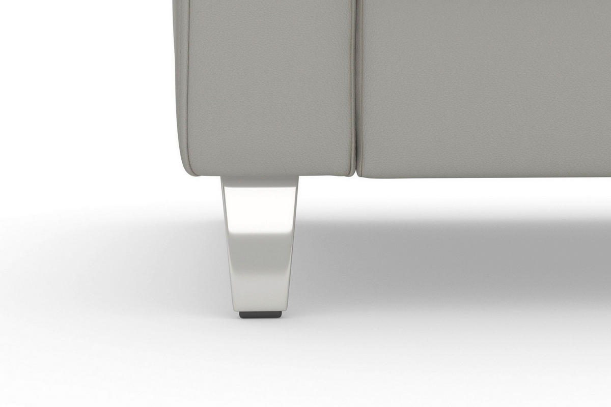 3-SITZER-SOFA ARNGAST E Echtleder Hellgrau  - Chromfarben/Hellgrau, Basics, Leder/Metall (186/84/93cm) - Sit & More