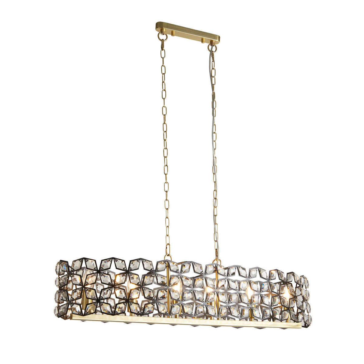 HÄNGELEUCHTE Iris 100/30/150 cm   - Klar/Schwarz, Basics, Glas/Metall (100/30/150cm) - Searchlight