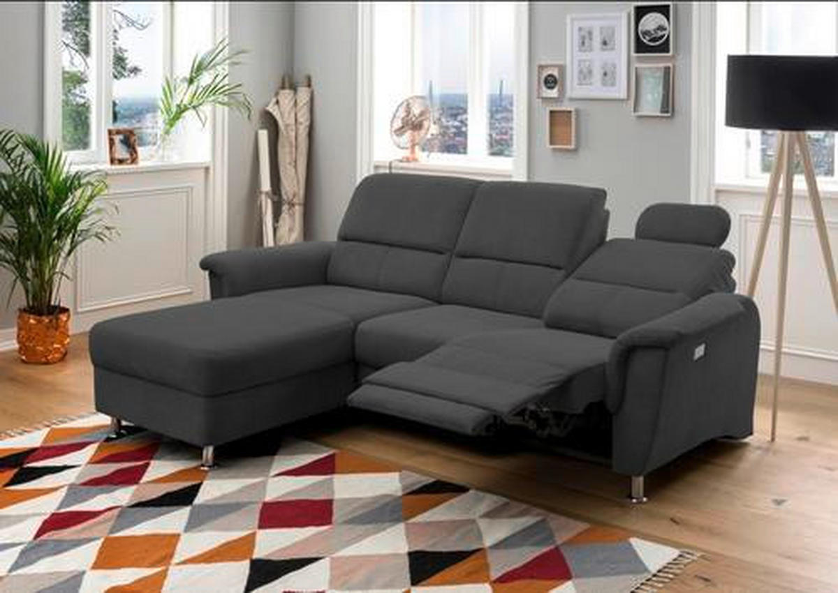 ECKSOFA in Mikrofaser Schwarz  - Chromfarben/Schwarz, Modern, Textil/Metall (165/231cm) - Livetastic