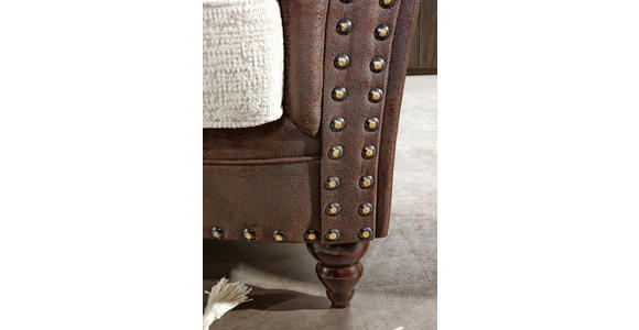 MEGASOFA  in Lederlook, Mikrofaser Braun, Beige  - Beige/Dunkelbraun, ROMANTIK / LANDHAUS, Holz/Textil (273cm) - Landscape