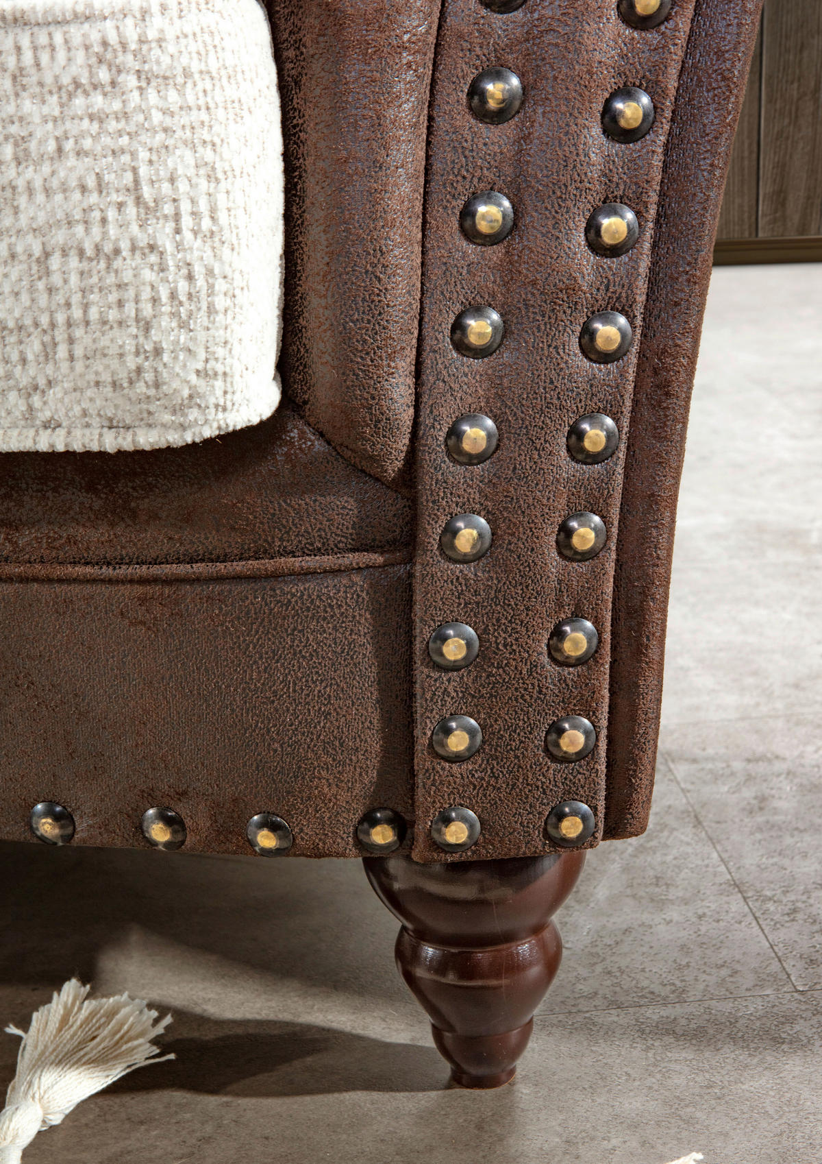 MEGA POHOVKA, textil, hnedá, béžová - hnedá/tmavohnedá, Romantik / Landhaus, drevo/textil (273cm) - Landscape