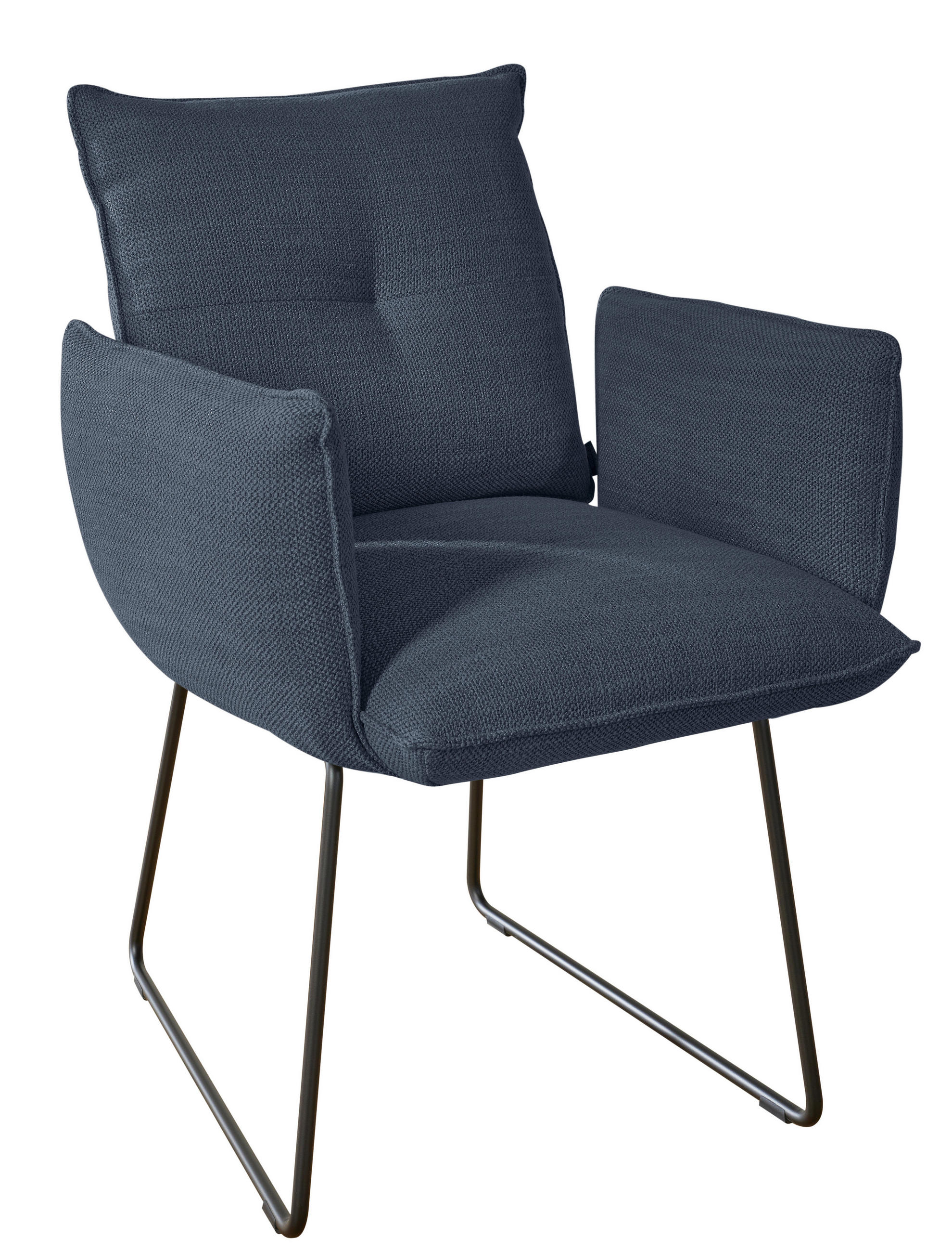 ARMLEHNSTUHL  in Stahl Struktur  - Schwarz/Dunkelblau, Design, Textil/Metall (65/90/70cm) - Dieter Knoll