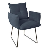 ARMLEHNSTUHL  in Stahl Struktur  - Schwarz/Dunkelblau, Design, Textil/Metall (65/90/70cm) - Dieter Knoll