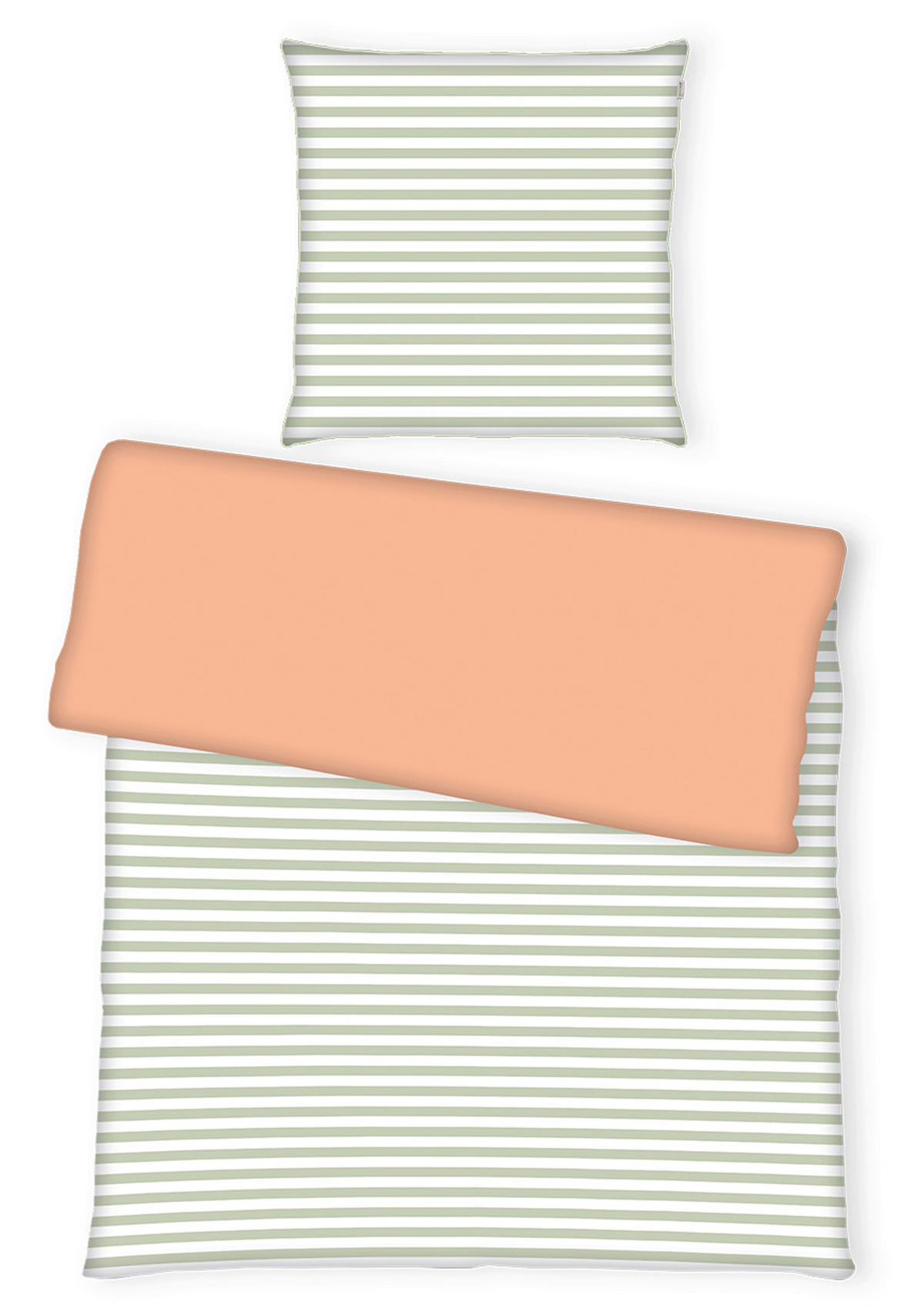 WENDEBETTWÄSCHE Perkal 155/220 cm  - Orange/Grün, Basics, Textil (155/220cm) - Tom Tailor