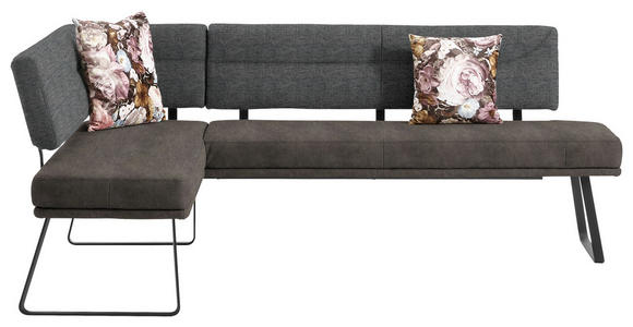 ECKBANK 169/225 cm in Schwarz, Dunkelgrau - Dunkelgrau/Schwarz, Design, Textil/Metall (169/225cm) - Dieter Knoll