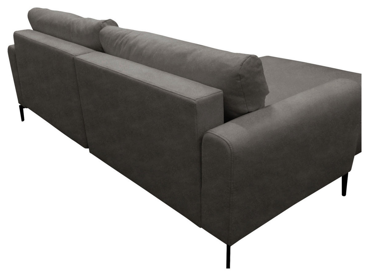 ECKSOFA Braun Flachgewebe  - Schwarz/Braun, Design, Textil/Metall (163/240cm) - MID.YOU