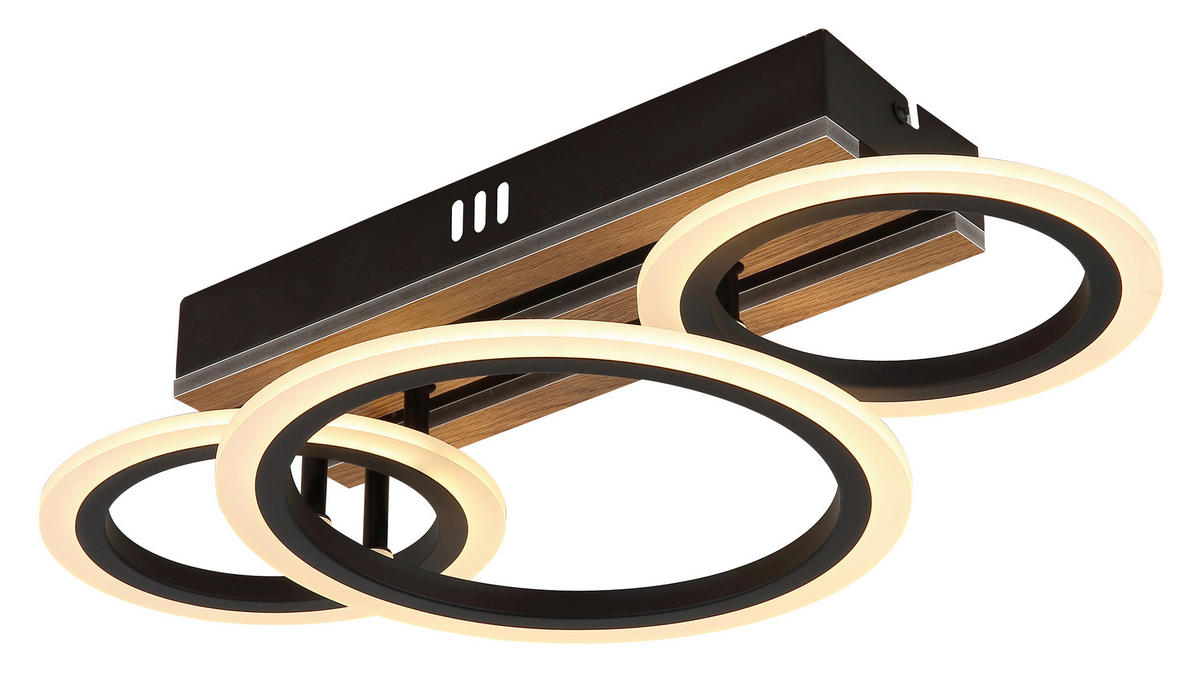 LED-DECKENLEUCHTE 46/25/11,5 cm   - Dunkelbraun/Schwarz, Natur, Holzwerkstoff/Kunststoff (46/25/11,5cm) - Globo