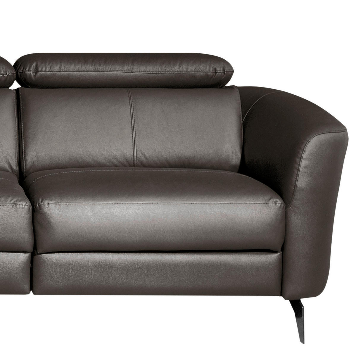 ECKSOFA Dunkelbraun Echtleder Lederlook  - Dunkelbraun/Schwarz, Design, Leder/Textil (183/261cm) - Livetastic