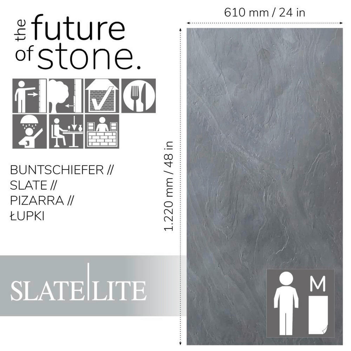 WANDPANEEL Anthrazit, Grau, Schwarz, Dunkelgrau  - Dunkelgrau/Anthrazit, Basics, Kunststoff/Stein (122/61cm)