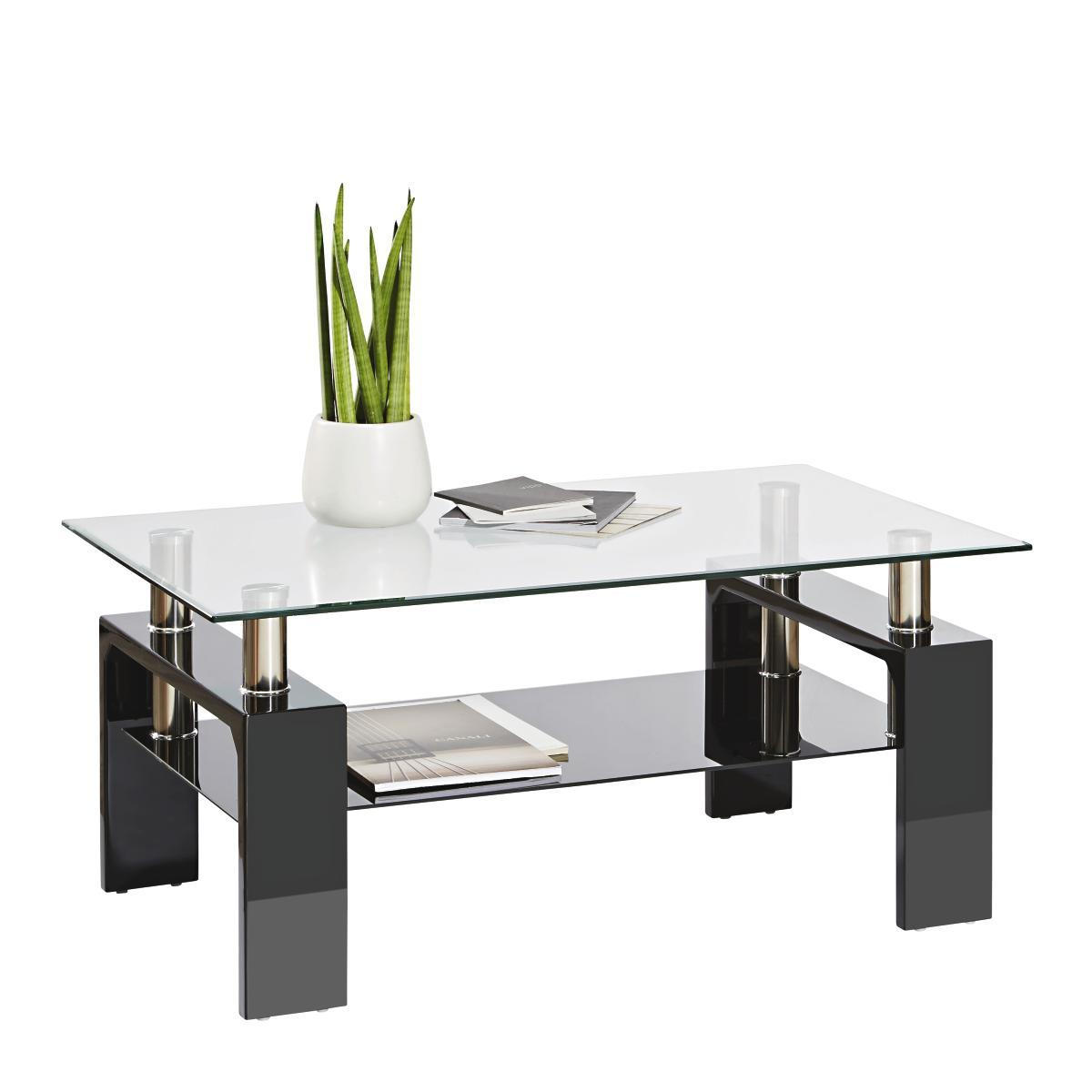 KONFERENČNÝ STOLÍK, čierna s vysokým leskom, kov, sklo, kompozitné drevo, 100/60/45 cm - čierna s vysokým leskom, Design, kov/kompozitné drevo (100/60/45cm) - Carryhome