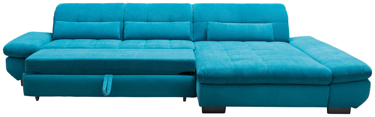 ECKSOFA Türkis Mikrofaser  - Türkis/Schwarz, Design, Textil/Metall (204/341cm) - Xora