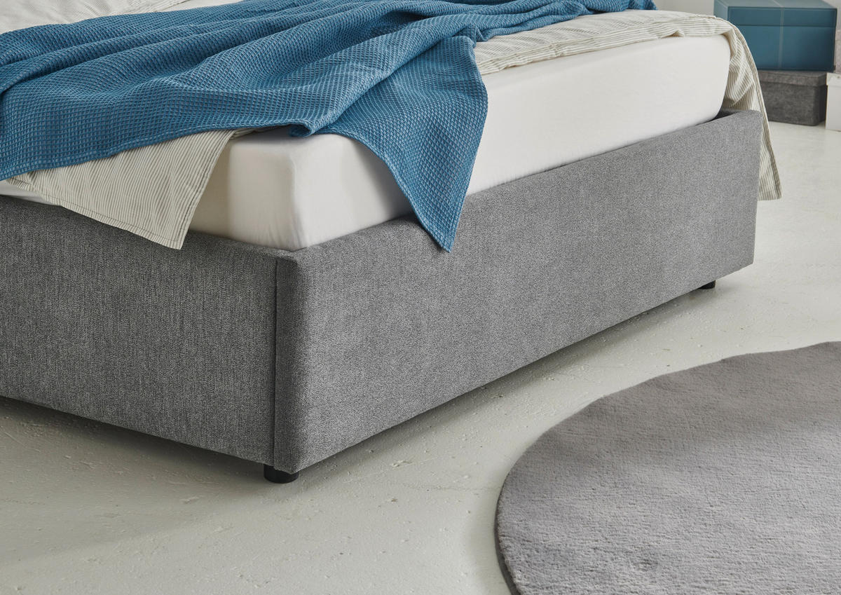 POLSTERBETT 140/200 cm  in Anthrazit  - Anthrazit/Schwarz, Design, Holz/Textil (140/200cm) - Boxxx