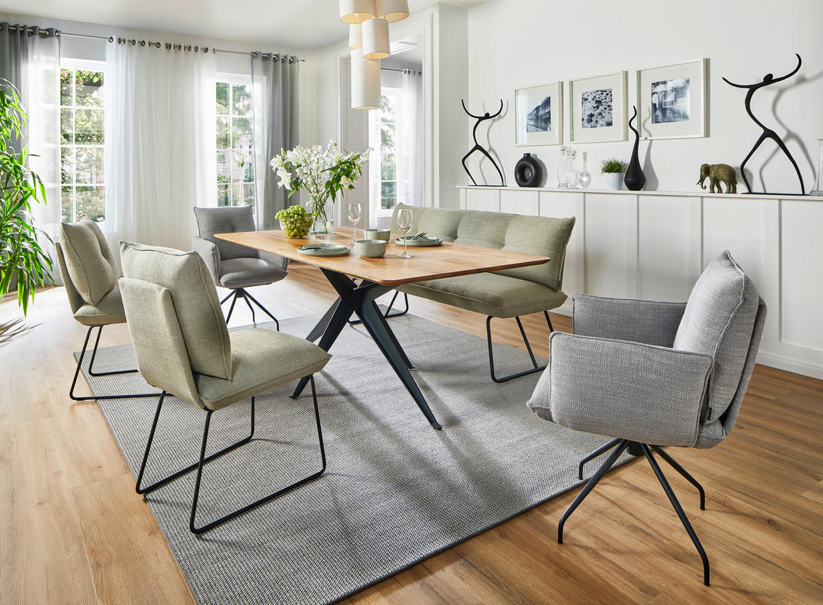 STUHL - Beige/Schwarz, Design, Textil/Metall (50/90/70cm) - Dieter Knoll