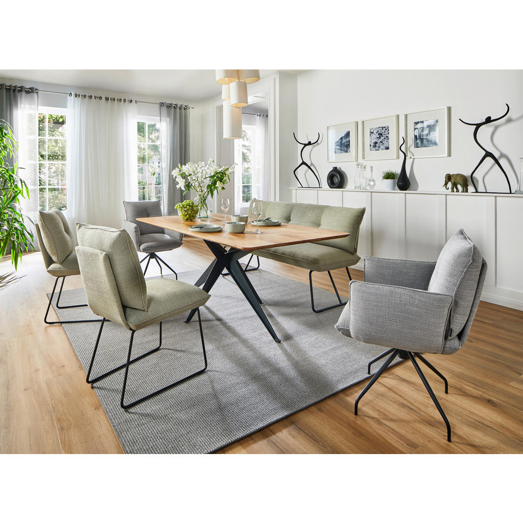 Thumbnail - Dieter Knoll Sitzbank, Grün, Beige, Metall, Textil, 2-Sitzer, 180x90x70 cm, Goldenes M, Lederauswahl, Stoffauswahl, Type...