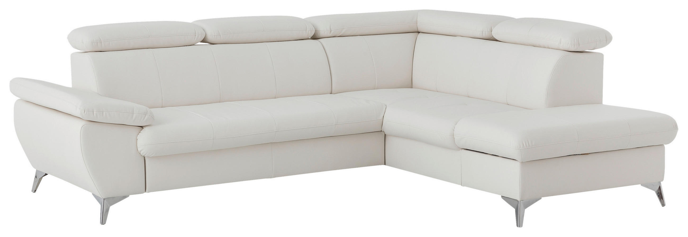 Thumbnail - Livetastic Ecksofa, Weiß, Textil, Ottomane rechts, L-Form, 256x209 cm, Made in EU, Typenauswahl, Stoffauswahl, seitenver...