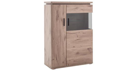 HIGHBOARD Eiche dunkel  90/124/38 cm  - Eiche dunkel/Anthrazit, KONVENTIONELL, Glas/Holzwerkstoff (90/124/38cm) - Cantus
