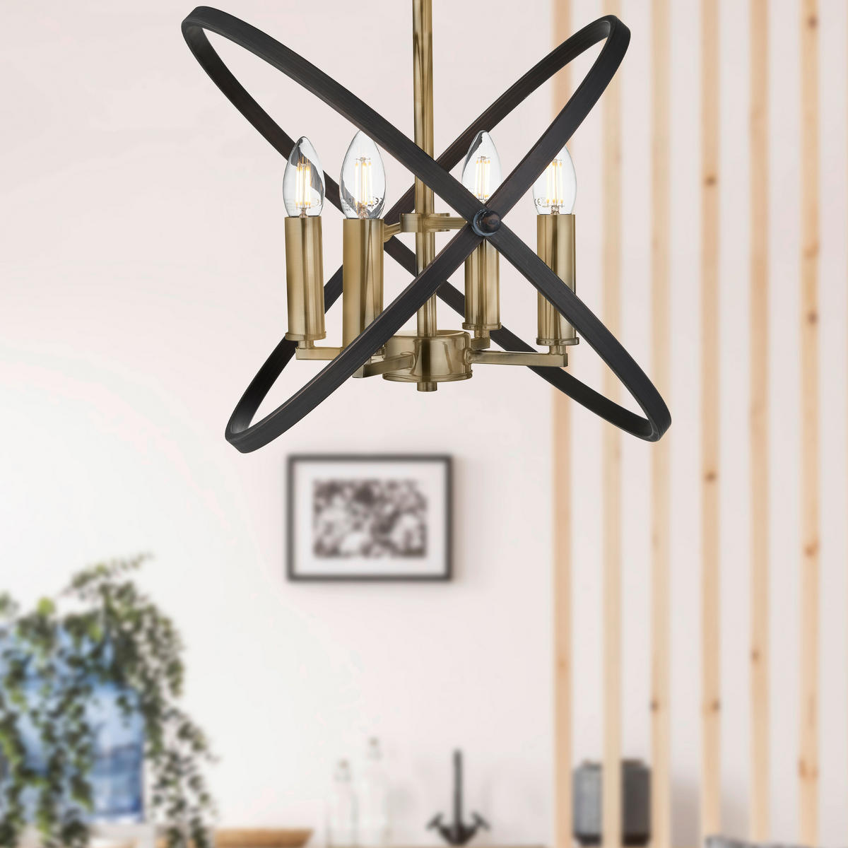 DECKENLEUCHTE Hoopla 45/33/45 cm   - Bronzefarben/Braun, Design, Metall (45/33/45cm) - Searchlight