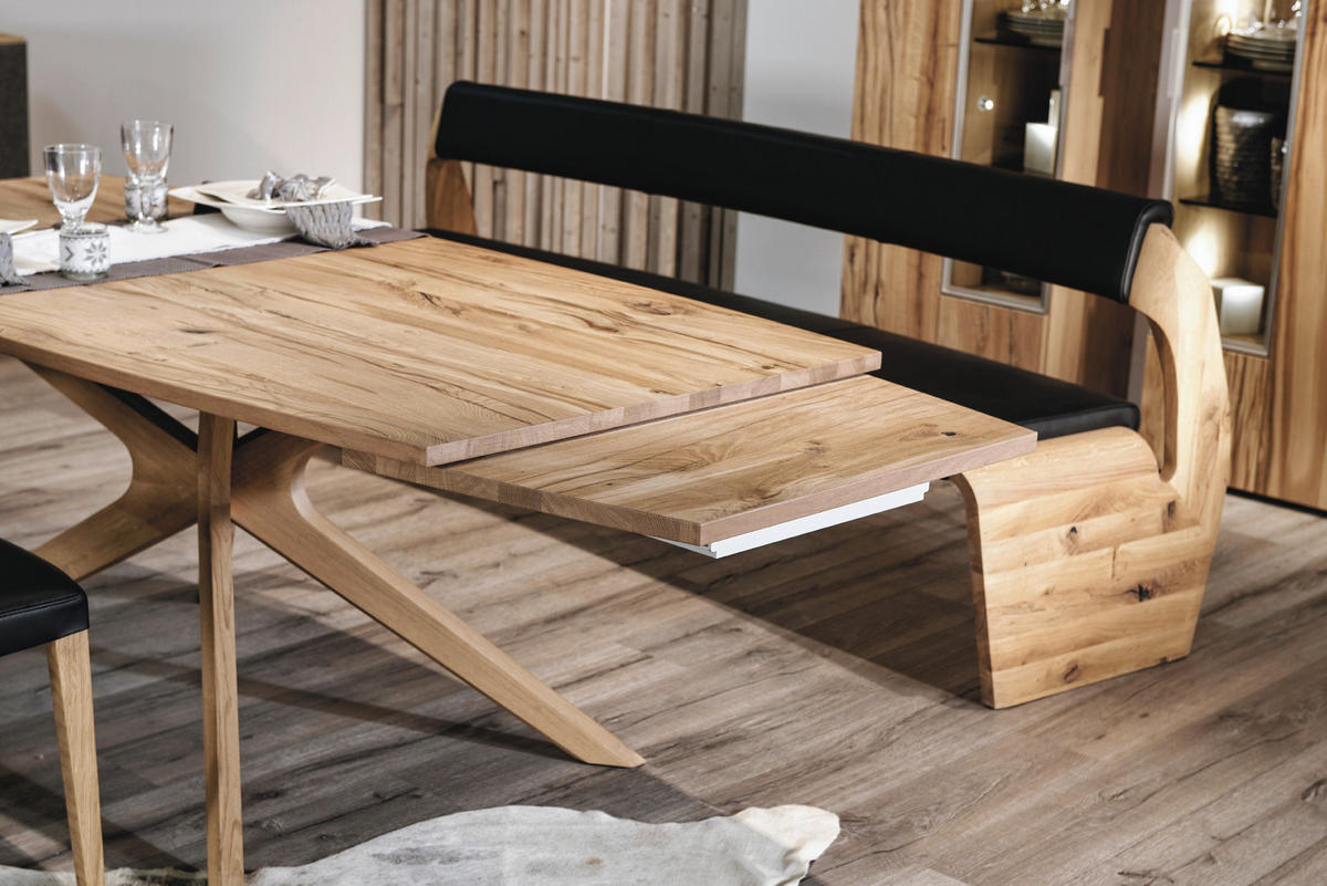 ESSTISCH Altholz, Eiche furniert, massiv bootsförmig Eichefarben  - Eichefarben, Natur, Holz (140/96,5/76,5cm) - Voglauer
