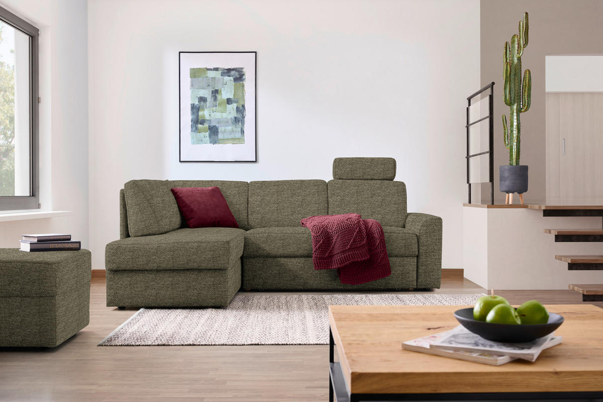 ECKSOFA in Webstoff Hellbraun  165/224 cm  - Hellbraun/Schwarz, KONVENTIONELL, Kunststoff/Textil (165/224cm) - Xora
