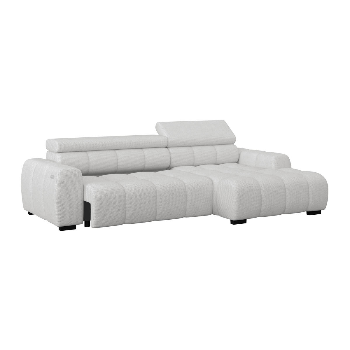 ECKSOFA Greige Webstoff  - Greige/Schwarz, Trend, Kunststoff/Textil (285/168cm) - Livetastic