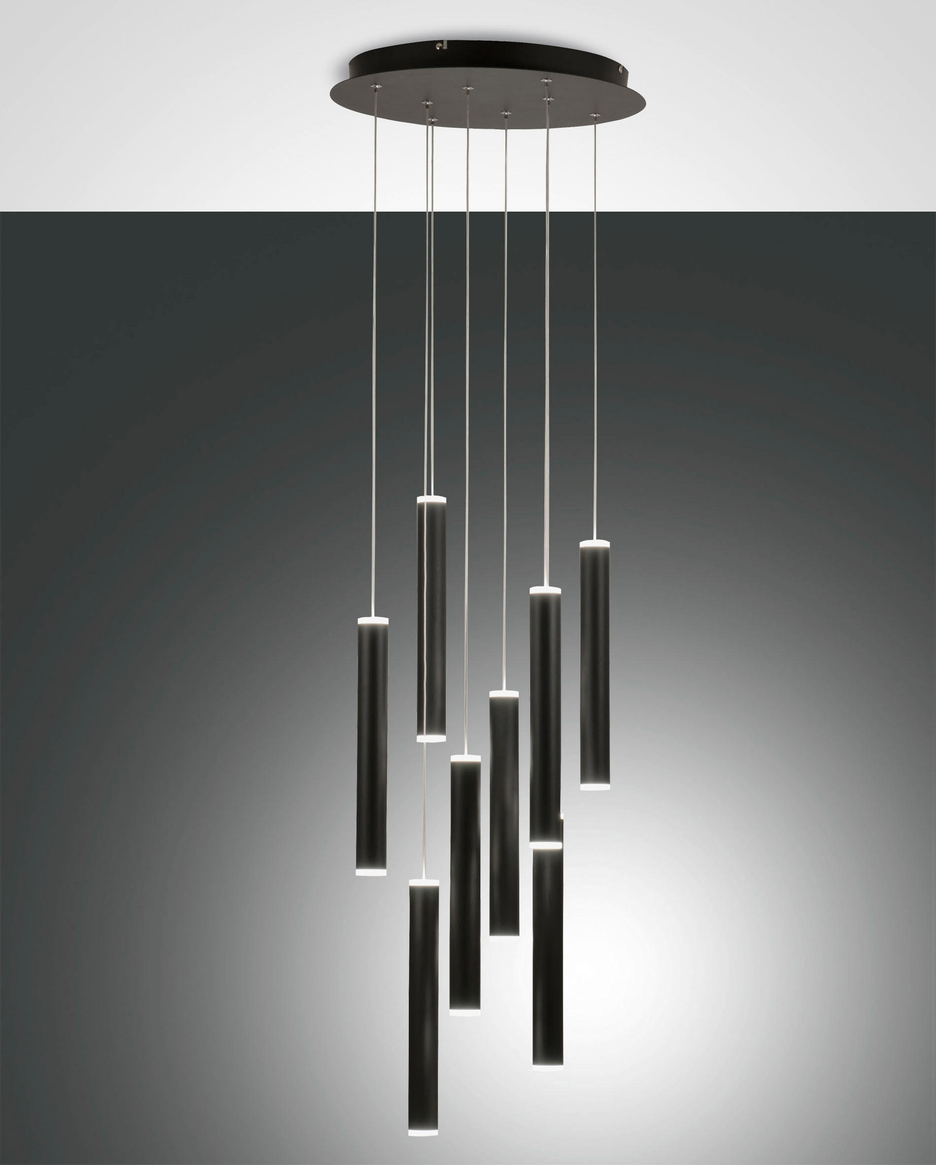LED-HÄNGELEUCHTE Prado 40/200 cm   - Schwarz, Design, Metall (40/200cm) - Fabas Luce